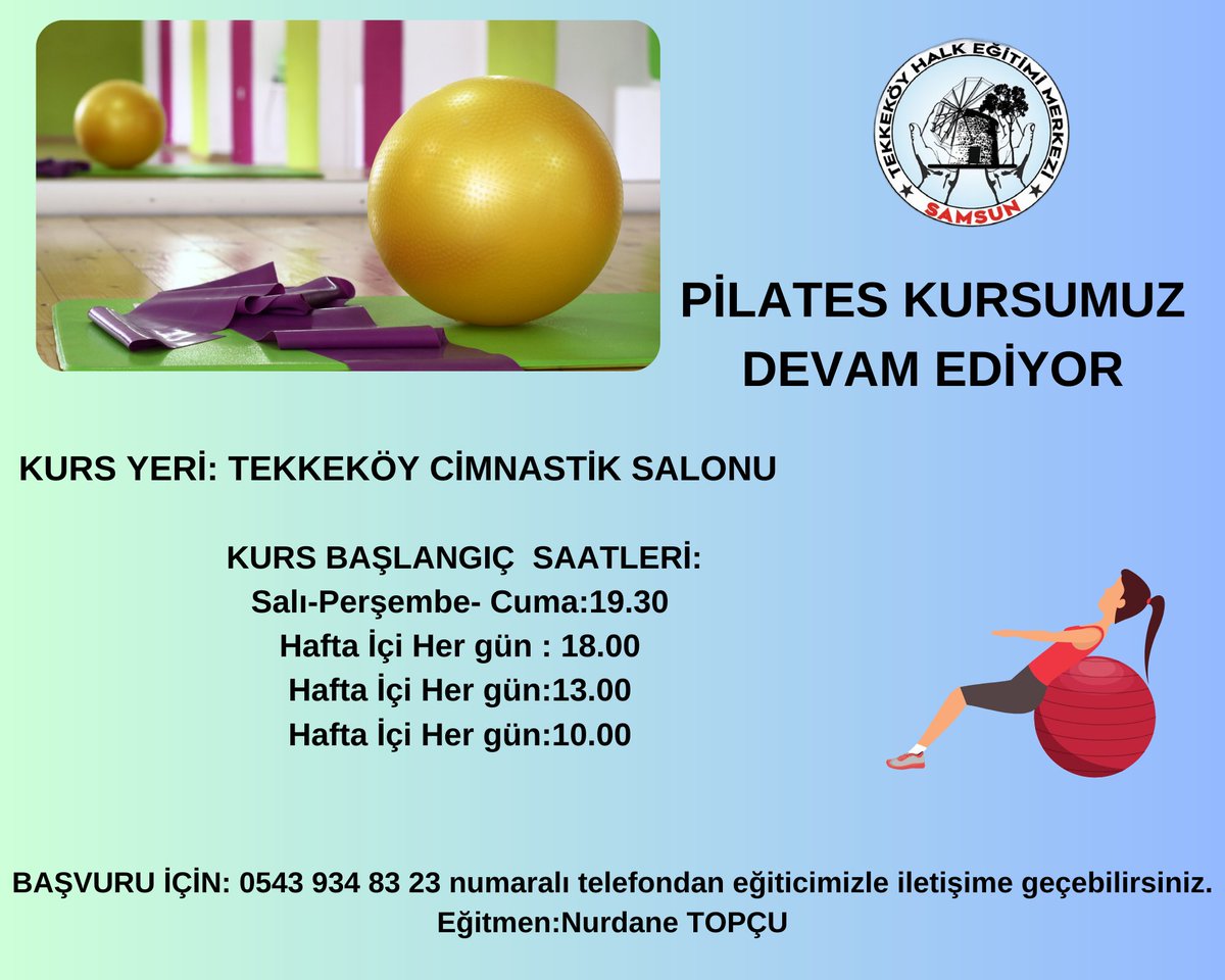 Kadınlara yönelik Tekkeköy Cimnastik Salonunda açılan pilates kursumuz devam ediyor. @tekkekoymem
