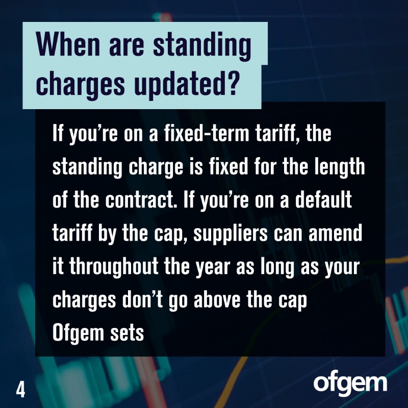 ofgem's tweet photo. Different costs make up our energy bills, including standing charges – the daily fixed charge we pay suppliers for 🔥 &amp; ⚡

These have not changed with the updated  #PriceCap 

There's a lot of questions about them and why they change

find out more ⬇️

https://t.co/gMD1ubWNE5