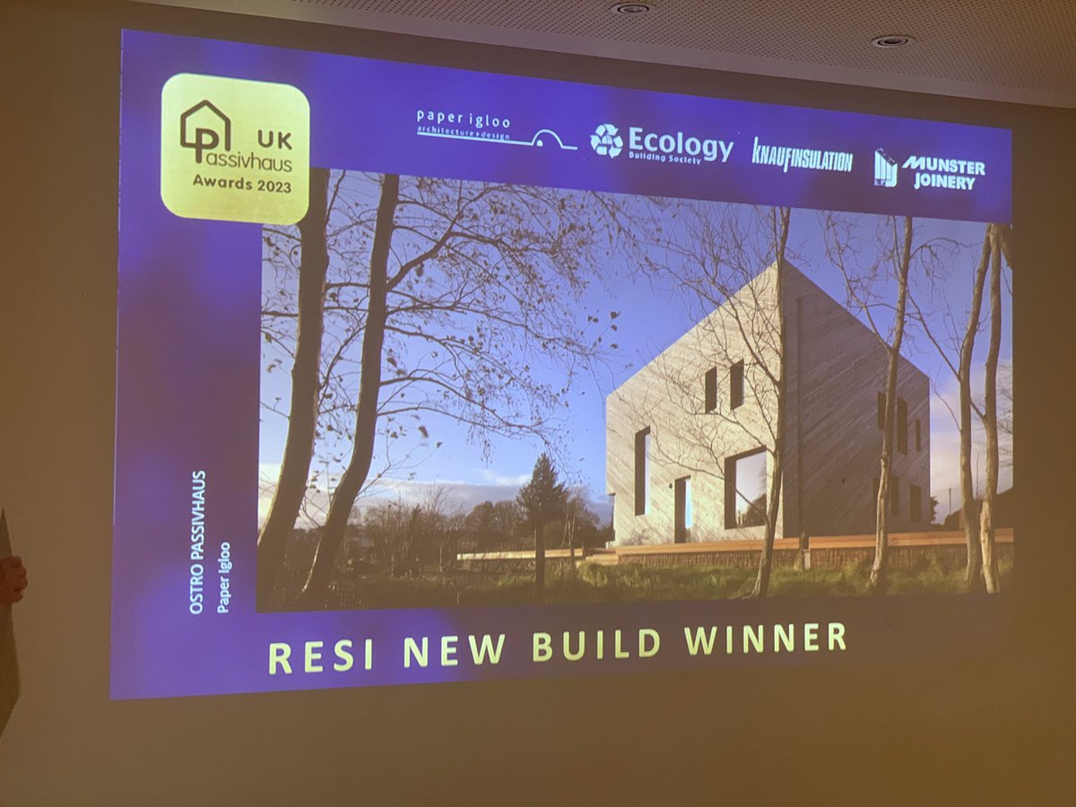 Ostro #passivhaus jointly won the Residential New Build Award at <a href="/PassivhausTrust/">Passivhaus Trust</a> #PHTawards2023 yesterday!🏆 We’re super delighted and thanks to all who voted for us! 🙌🏼

<a href="/RIASmembership/">RIAS</a> #architecture #Scotland #lowcarbon #lowenergy #design #sustainability #naturalmaterials