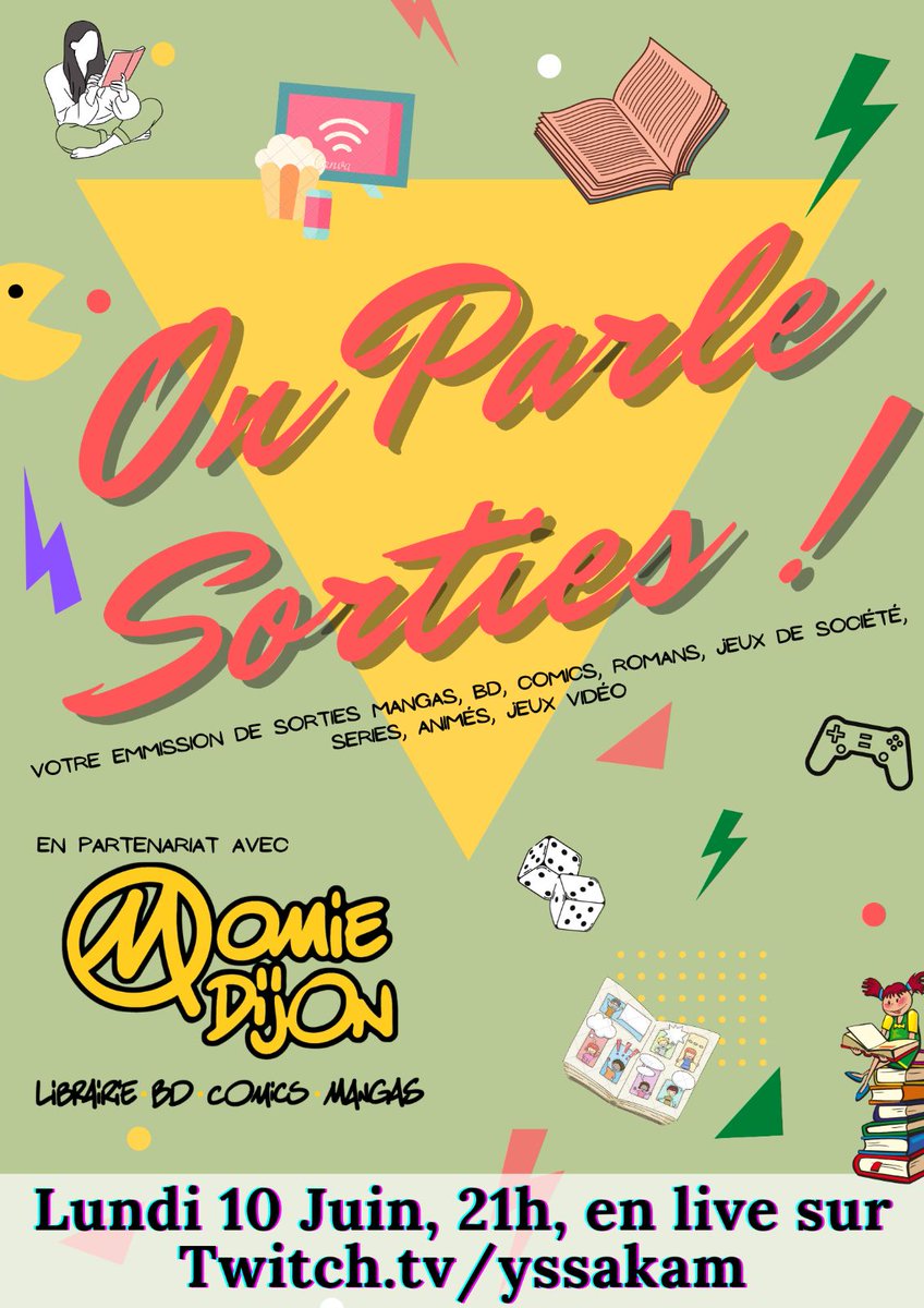 yssakam's tweet photo. 👋Ok en ce moment je ne suis quasi plus actif... des raisons familiales font que... 👶🍼👨‍🍼♥️😉

Mais rassurez vous, on continue les Soirées #OnParleSorties sur les sorties #Mangas, #jeux, #bd, #comics, #romans #series #jeuxvideo ...ça  va se dérouler ce Lundi sur Twitch ! https://t.co/SwSY4lp85W
