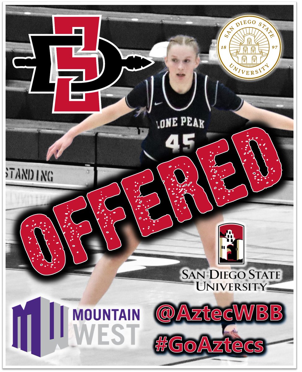 I'm very #happy to receive an offer to play #basketball at @Aztec_WBB ! A huge #thanks to @stacieterry @SDSUCoachKel Coach Jon and the rest of the team and staff. It's an honor. #GoAztecs #hoops @LPHSKnights @MtnWestPremier @MountainWest #AtThePeak