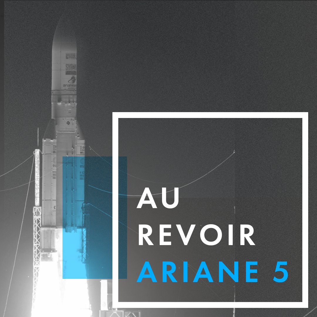 Difficile d’imaginer qu’on puisse avoir un peu de nostalgie pour une fusée, et pourtant… 🥲Cette nuit, c'était le dernier vol d’#Ariane5, qui fût une réussite technique de l'Europe 🇪🇺de l’espace, et qui nous a maintenu la porte des étoiles ouverte pendant de nombreuses années.