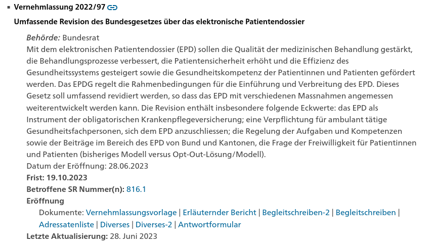 vecirex's tweet photo. Der Bund hat eine Vernehmlassung zur Totalrevision vom Gesetz zum Elektronischen Patientendossier (#EPDG) gestartet: bei der Adressatenliste ist gähnende Leere, was netzpolitische Gruppierungen anbelangt:
👩💻 https://t.co/lf4BJBxxxM
Das dürfte überzufälligen Charakter haben. https://t.co/vukNZXGVuS