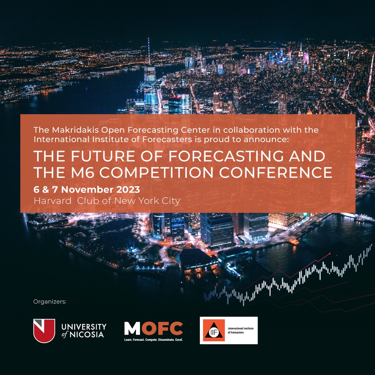 On behalf of <a href="/spyrosmakrid/">Spyros Makridakis</a> and the <a href="/IIForecasters/">IIForecasters</a> it is a pleasure to share details of our upcoming forecasting event:
The Future of Forecasting &amp; the M6 Competition Conference
Harvard Club of New York | 6 &amp; 7 November 2023
Early Bird discounted tickets ends 31 July 2023