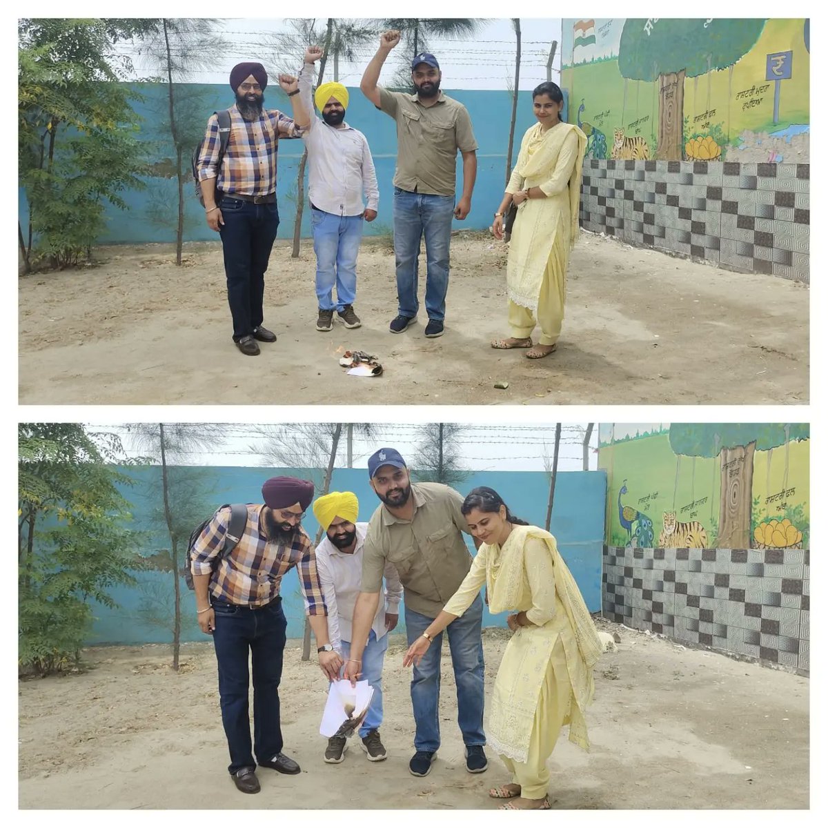 ppsbsfpunjab's tweet photo. ਪੰਜਾਬ ਪੇਅ ਸਕੇਲ ਬਹਾਲੀ ਸਾਂਝਾ ਫਰੰਟ ਦੇ ਸੱਦੇ ਤੇ ਅੱਜ 17-07-2020  ਦੇ ਨੋਟੀਫਿਕੇਸ਼ਨ ਦੀਆਂ ਕਾਪੀਆਂ ਸਾੜਦੇ ਹੋਏ ਵੱਖ ਵੱਖ ਵਿਭਾਗਾਂ ਦੇ ਮੁਲਾਜ਼ਮ ਸਾਥੀ। https://t.co/A5cJbWiMRf
