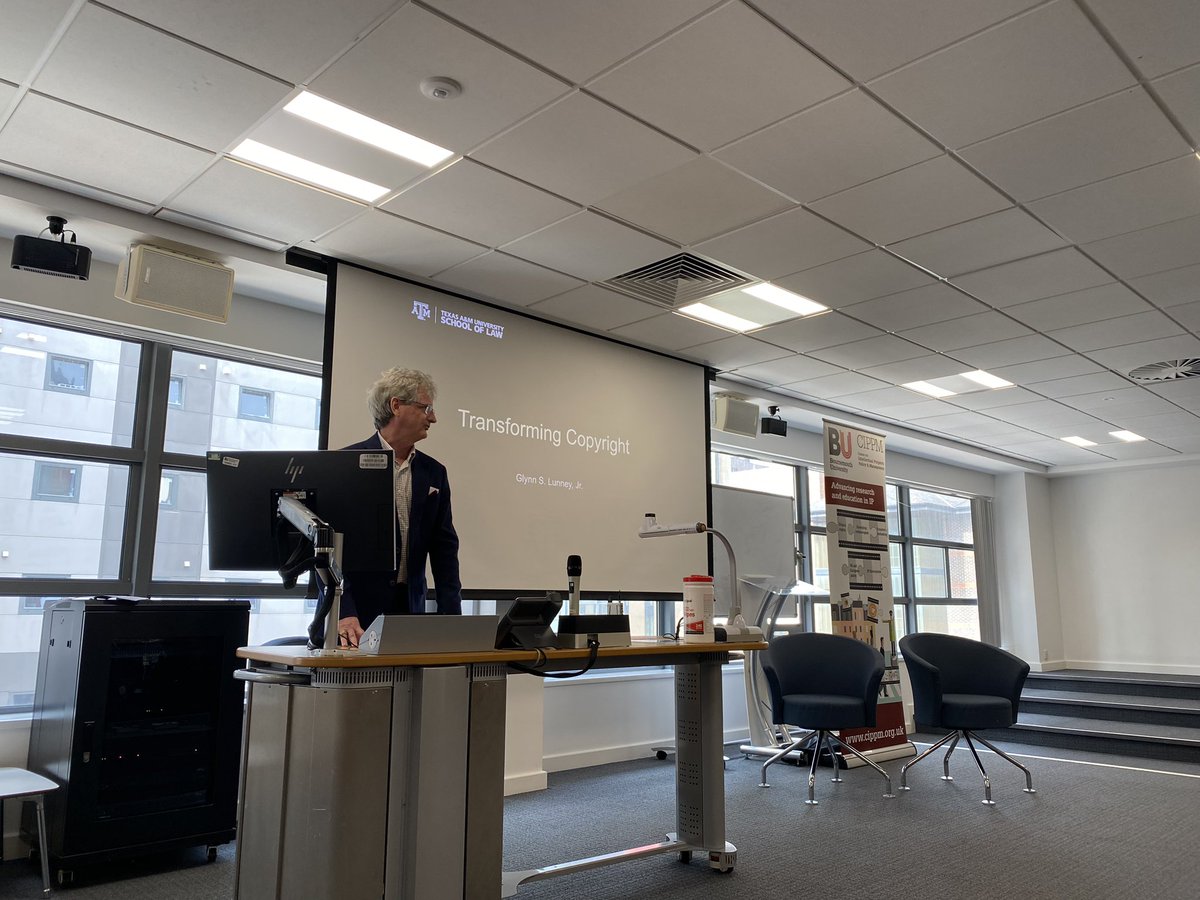 LawTechGadget's tweet photo. Next up Prof Glynn Lunney speaking on ‘Transforming #Copyright’ at #SERCI conference @FavalP @cippm https://t.co/iAYzaVzxI6