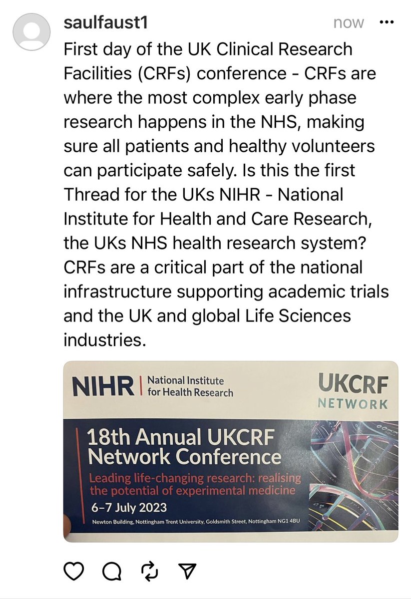 Is this the first ‘Thread’ for #NIHR? #crfconf23 @NIHRresearch @NIHR_UKCRFN @southamptonCRF @Wessexhp @NIHRCRNWessex