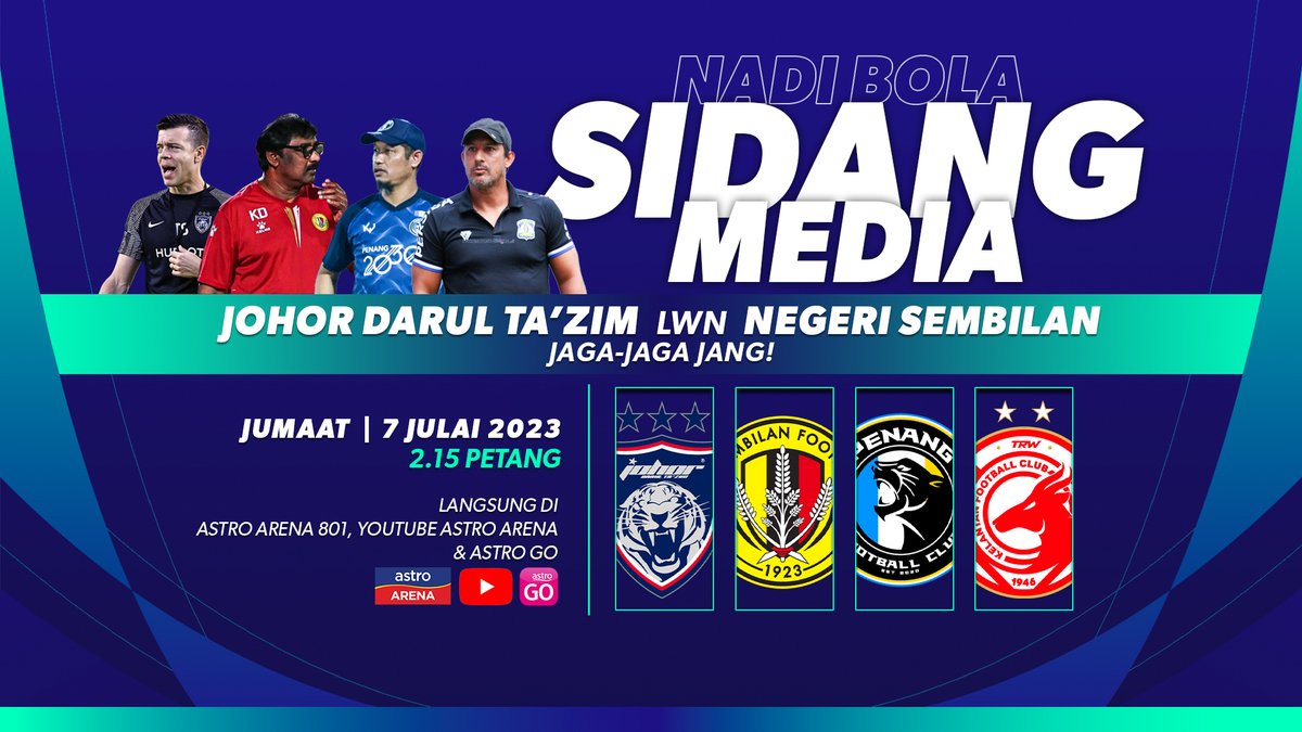 ASTROARENA's tweet photo. Jaga-jaga Jang 👀

Saksikan Nadi Bola Sidang Media pada Jumaat 7 Julai, jam 2.15 petang di saluran Astro Arena 801, platform Youtube Astro Arena dan aplikasi Astro GO 🔥 https://t.co/l3fXInEjLG