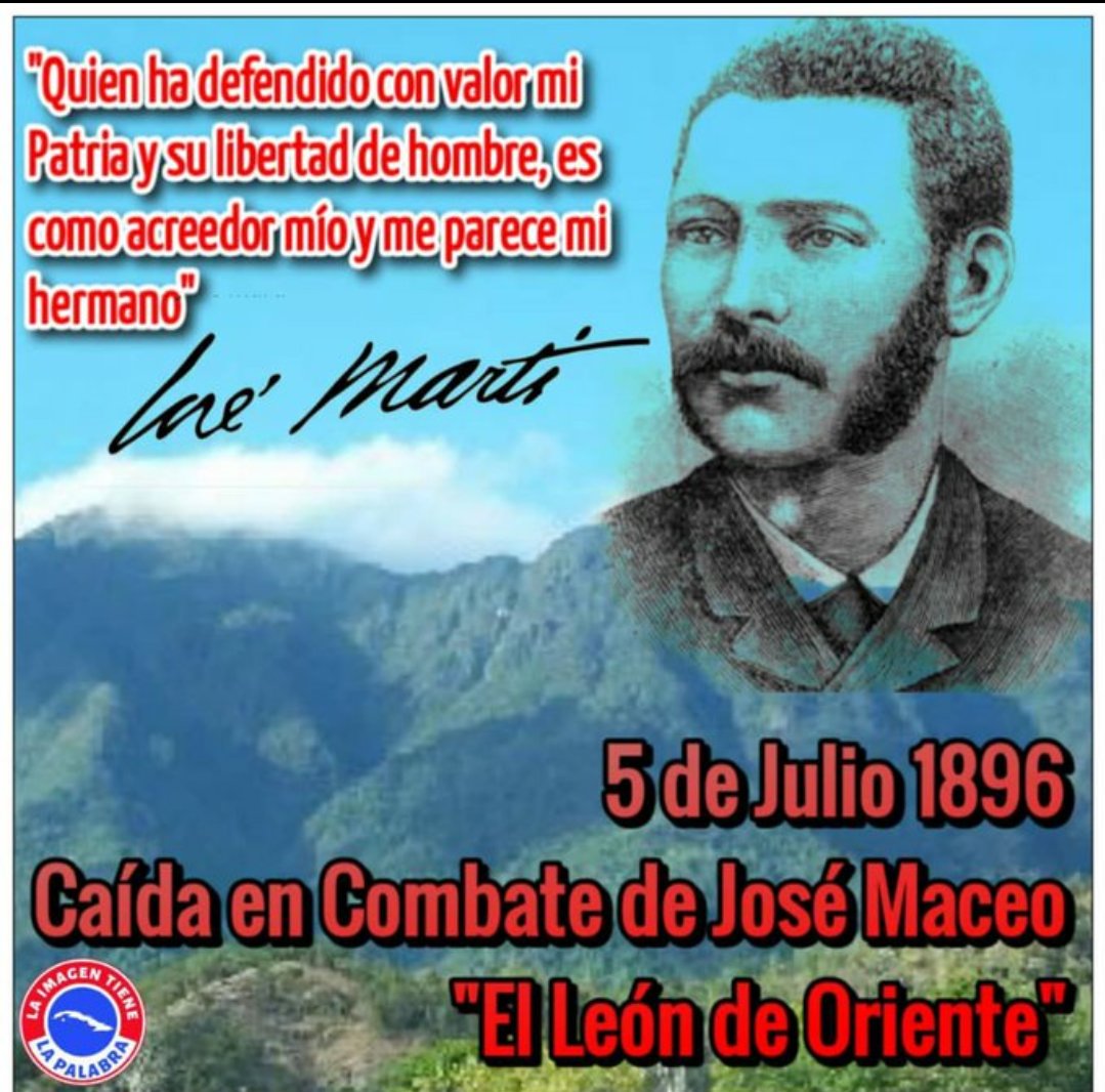"Quien ha defendido con valor mi Patria y su libertad de hombre,es como acreedor mio y me parece mi hermano".José Martí.
#UJC.#NoOlvidamos.
#JoséMaceoElLeónDeOriente.<a href="/aylinalvarezG/">Aylín Alvarez García</a>.<a href="/IdrialisT/">idrialis gonzales turcas</a>.<a href="/Richard03222229/">Richard Herrero León</a>.<a href="/salas27246198/">Reudenys Salas Hartemant</a>.<a href="/MeyvisEstevezE/">Meyvis Estevez Echevarría</a> .<a href="/ujc_guantanamo/">Guantánamo UJC</a>.