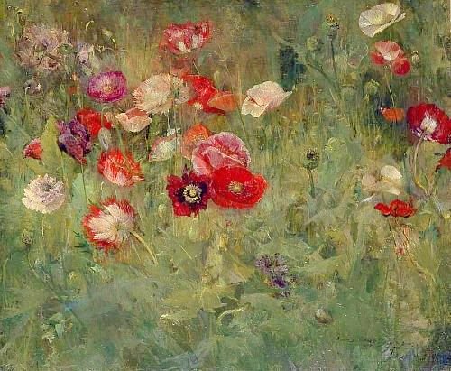 US painter Maria Oakey Dewing, A Bed of Poppies, (c.1909) #WomensArt