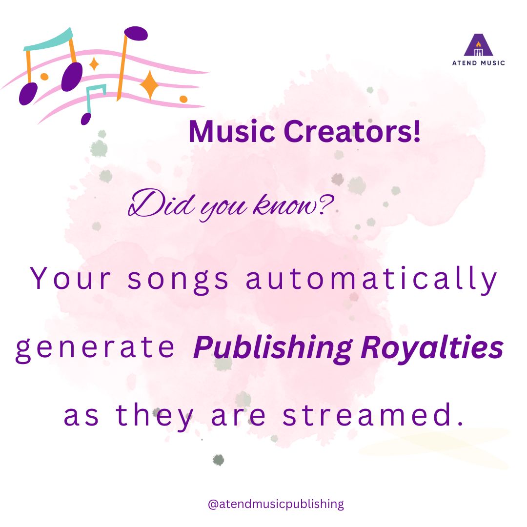 Take the necessary steps now, don't wait! DM us for more info on claiming your publishing royalties.
#publishingroyalties
#AtendMusic #atendmusicpublishing #musicpublishing #musicpublisher #nigerianmusicpublisher #nigerianartistes #nigeriansongwriters #nigerianproducers
#music