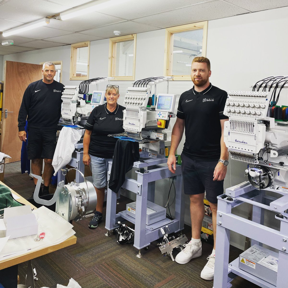 Another #Barudan single head to add to the collection for Josh, Janis &amp; Michael at <a href="/Epicembroideryu/">Epic Embroidery UK</a> 
Great work guys, keep it up! 

#barudan #barufan #barudanforlife #highstandards #exceedexpectations #qualitymatters #builtinJapan #builttolast #investinyourfuture #investinthebest