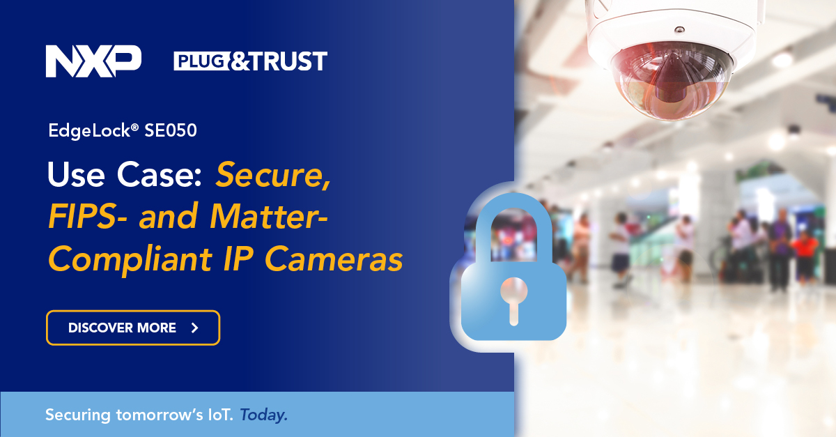 NXP's tweet photo. Did you know #IPcameras are some of the most vulnerable devices in the #IoT? 
🔒 With our #EdgeLock SE050 secure element, we offer a turnkey security solution for IP cameras that turns them into trusted assets for video monitoring. Learn more: https://t.co/Ekly9lOVPL https://t.co/xu7hTY9nJQ
