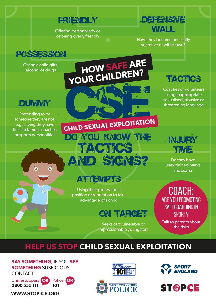 Safeguarding children in the world of sport is everyone’s responsibility. 

We want parents to understand what questions to ask before sending their children to clubs or activities. 

westyorkshire.police.uk/SafeToPlay

#SafeguardingInSport #SafeToPlay