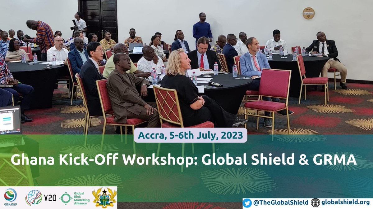 Day 2 of the #GlobalShield #Ghana In-Country process has experts discussing the country’s existing climate and disaster risk protection landscape. Their ultimate goal is to scale up and implement new pre-arranged financial solutions. #climaterisks