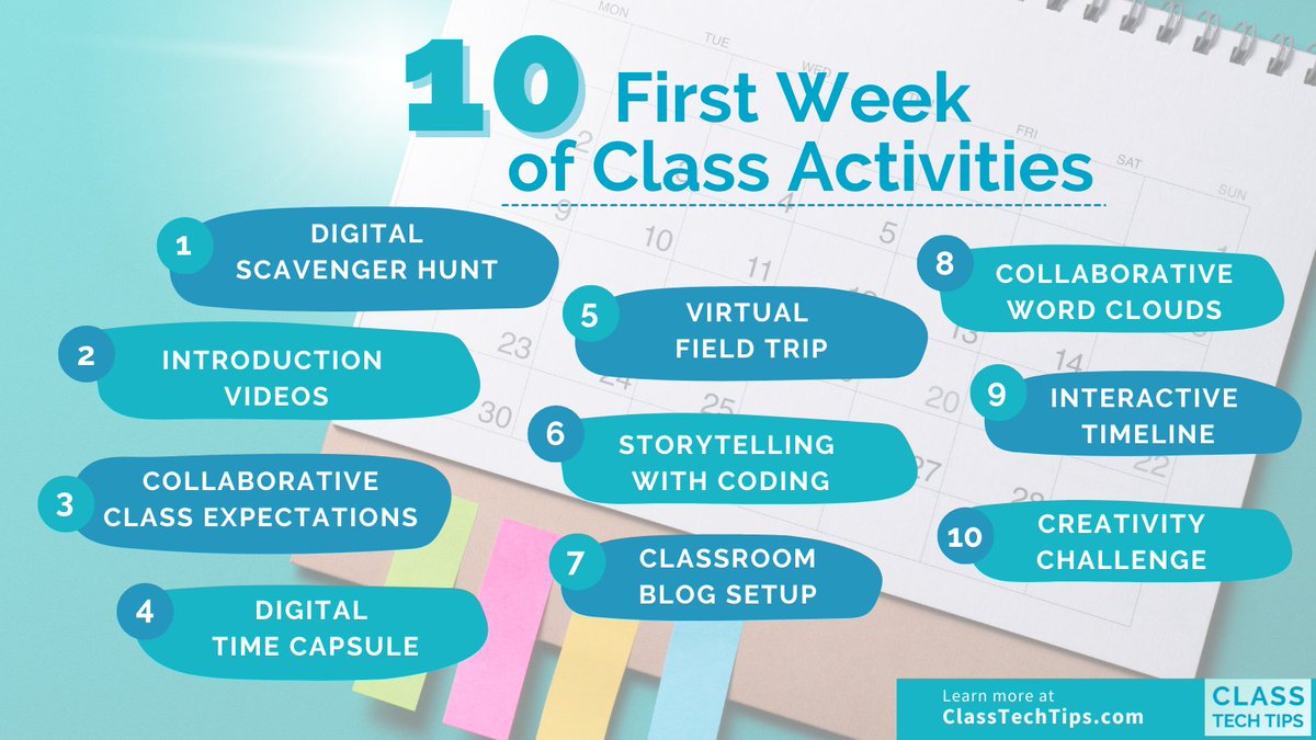 📅 Ready for back to school? 

Prep your first week activities now. 

Check out these 10 engaging ideas: classtechtips.com/2023/06/28/fir… #edtech #education