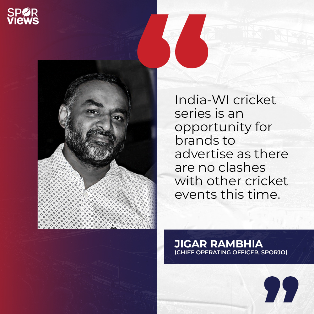 🏏📺 The India-WI cricket series is a golden chance for brands to advertise and make a significant impact. 📈💥

🔗 Read what Jigar Rambhia had to say via Exchange4media: exchange4media.com/media-tv-news/…

#CricketMania #IndiaWICricketSeries #AdvertisingOpportunity #Sporjo #BrandVisibility