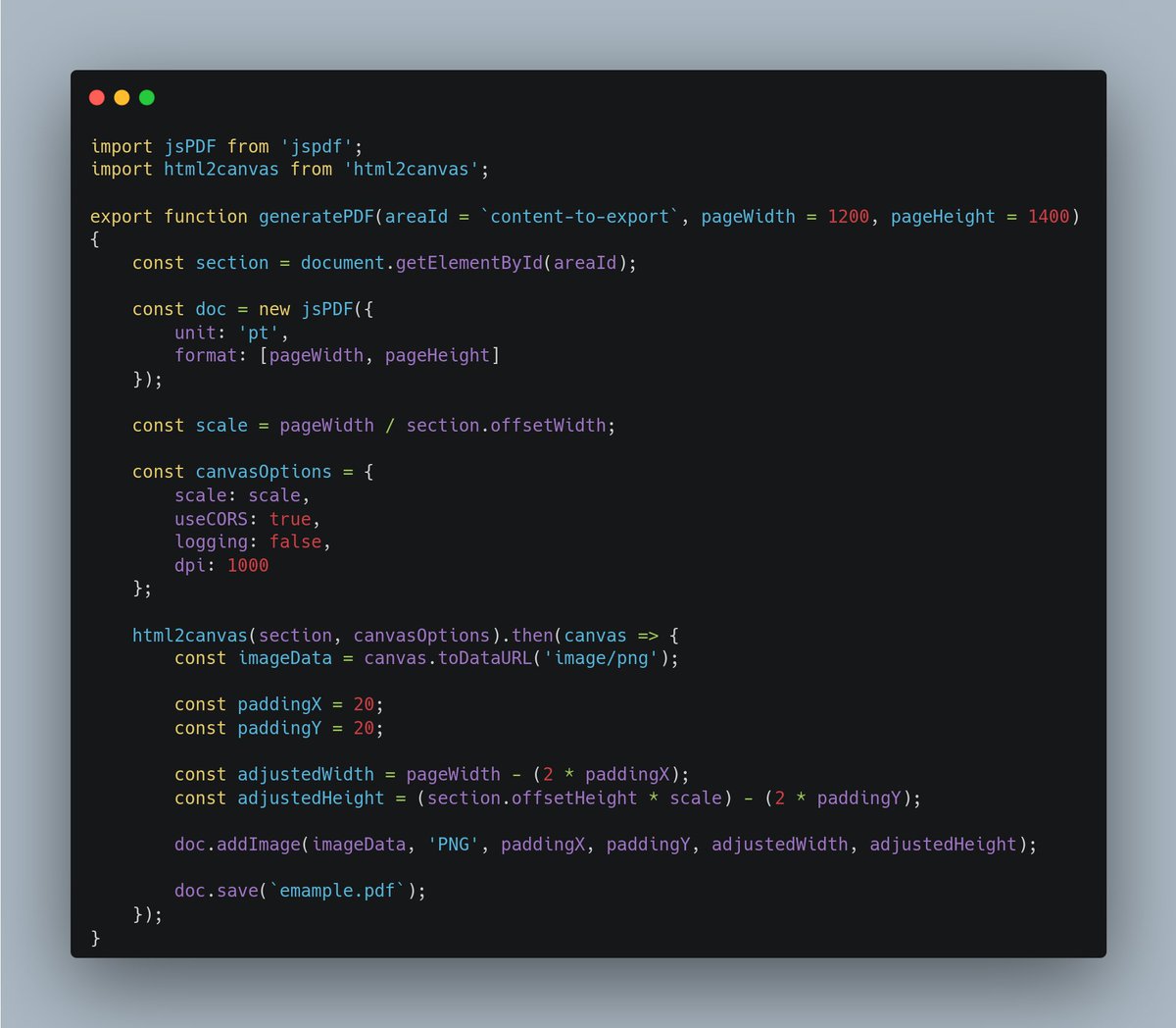 FardinAhsan13's tweet image. Generate PDF with jspdf &amp;amp; html2canvas.  
#js #jspdf #html2canvas