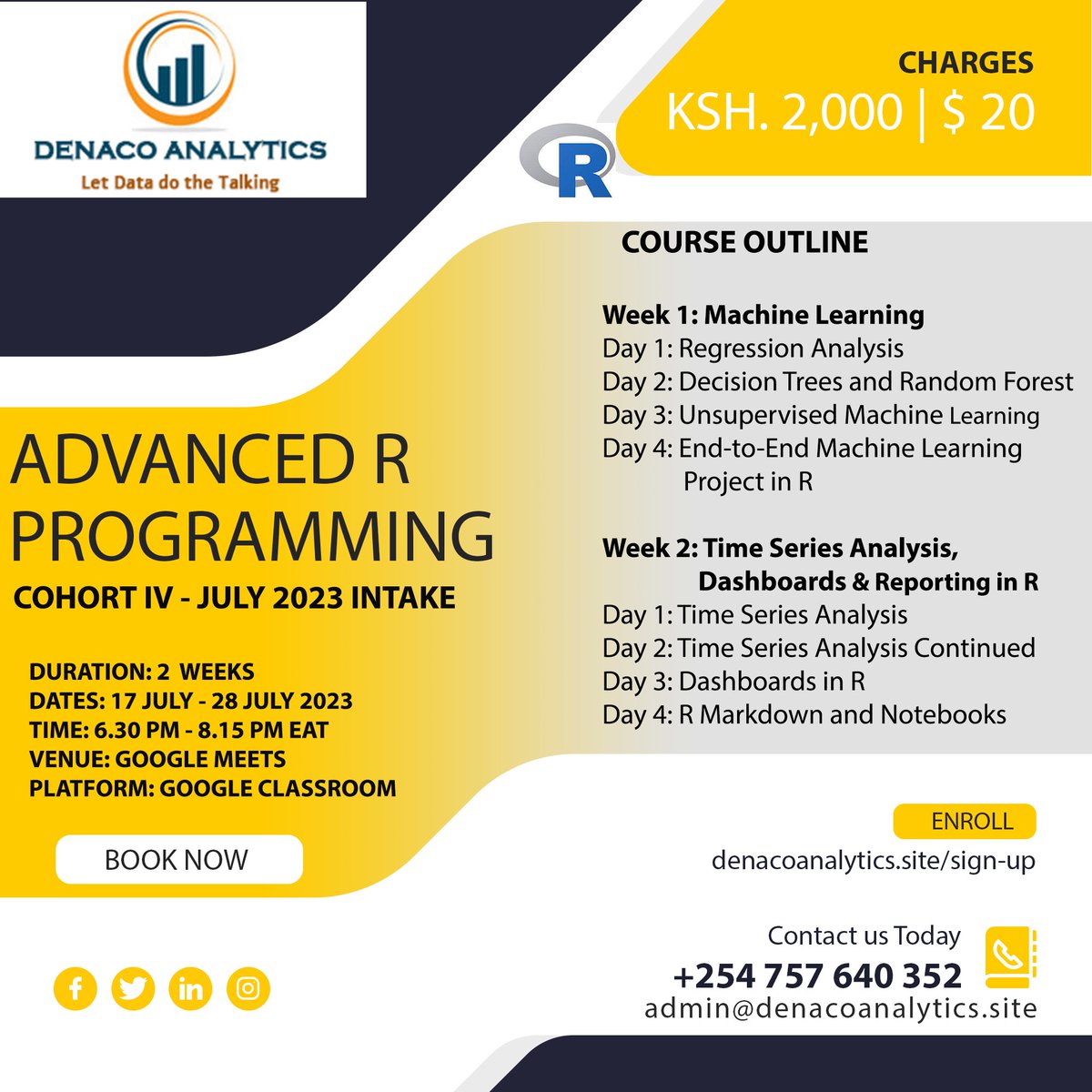 DenacoAnalytics's tweet photo. 📢 Level up your Data Science skills with Advanced R Programming! 

📈 Master Data Analysis, Machine Learning, Time Series, and more!  

🔥 Regression, Decision Trees, Clustering, and more. 

📌 Sign up now: https://t.co/MZovrd0uaA 💼 🎓 

#AdvancedR #DataScience #MachineLearning https://t.co/ABNx1qZffj