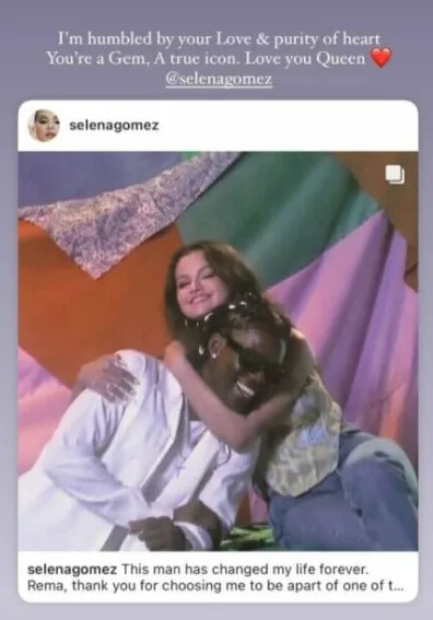 BonuswillBig's tweet photo. Beyond the glitz and the cameras, a tale of appreciation and admiration unfolded on social media. Rema's American bestie, Selena Gomez, expressed her love for the young Nigerian singer, hailing him as a gem and a true icon. #Rema #SelenaGomez

https://t.co/i0ZgcXg8iE https://t.co/Pk1DK5Jfqq