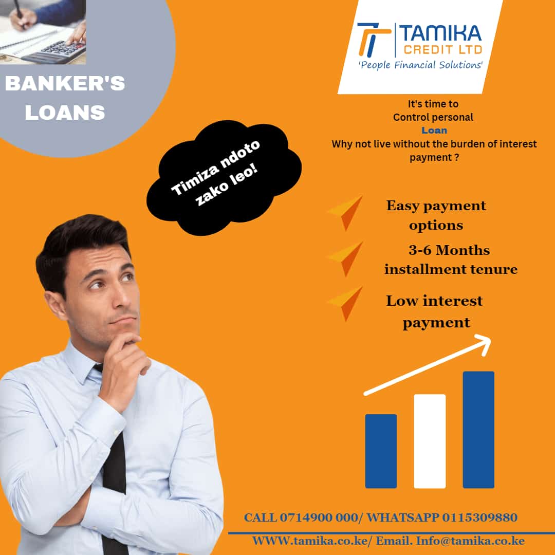 tamikacredit's tweet photo. Timiza ndoto zako leo. Why not live without burden of interest payment? Get access to Banker's loan with easy payment options.
#NCBA #EquityBank #copbank #SabaSabaMarchForOurLives #Threads https://t.co/h35vSPeAPa