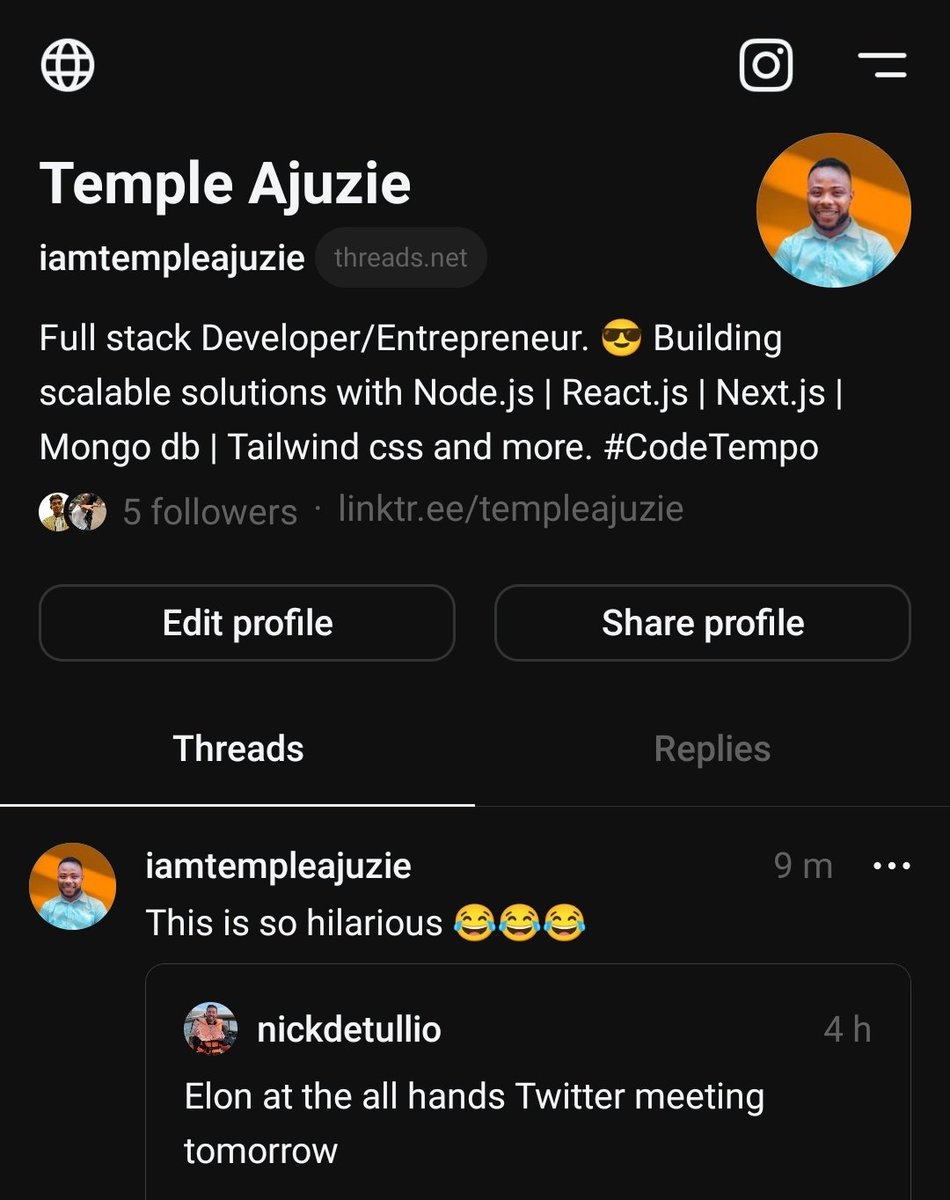 Copy and Paste in Real life. 😂😂😂
Nice one Meta #threads is 🔥🔥🔥

Let's Thread together. 

#ThreadsApp
#developers
#codeTempo