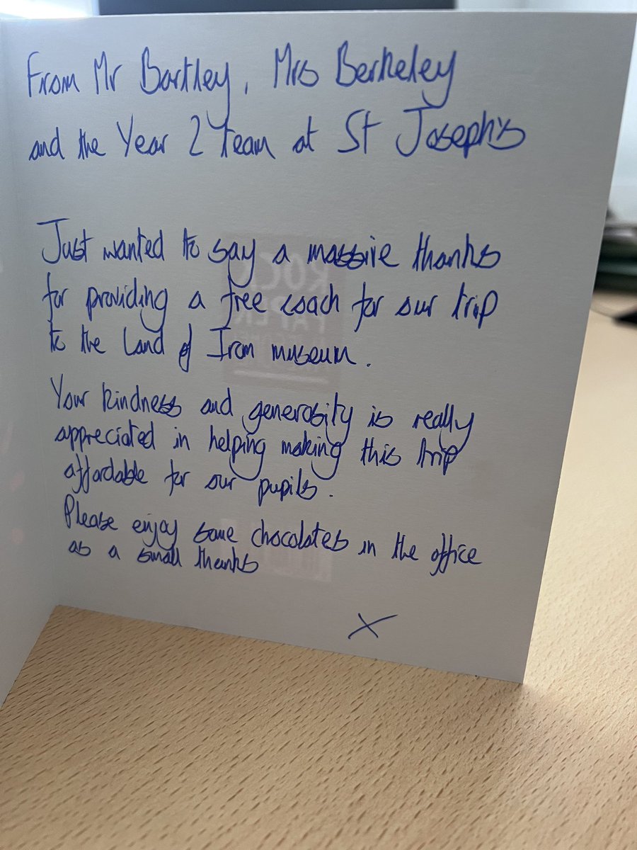 Coatham's tweet photo. A lovely gesture from a school who took up our offer of free transport to the @LandOfIron this term 🚌 https://t.co/aghc4Uci5B