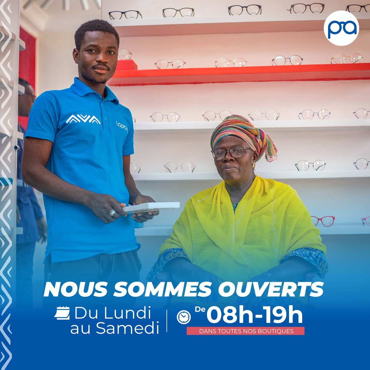 [ 𝗡𝗢𝗦 𝗢𝗨𝗩𝗘𝗥𝗧𝗨𝗥𝗘𝗦 ]

--->> Tous nos magasins restent disponibles à vous accueillir pour votre test de vue et la commande de vos verres avec ordonnances.

--->> Nous sommes ouverts du lundi au samedi de 08h à 19h.

+223 73 59 97 26 (Appel &amp; Whatsapp) 

#Lapaire #Mali