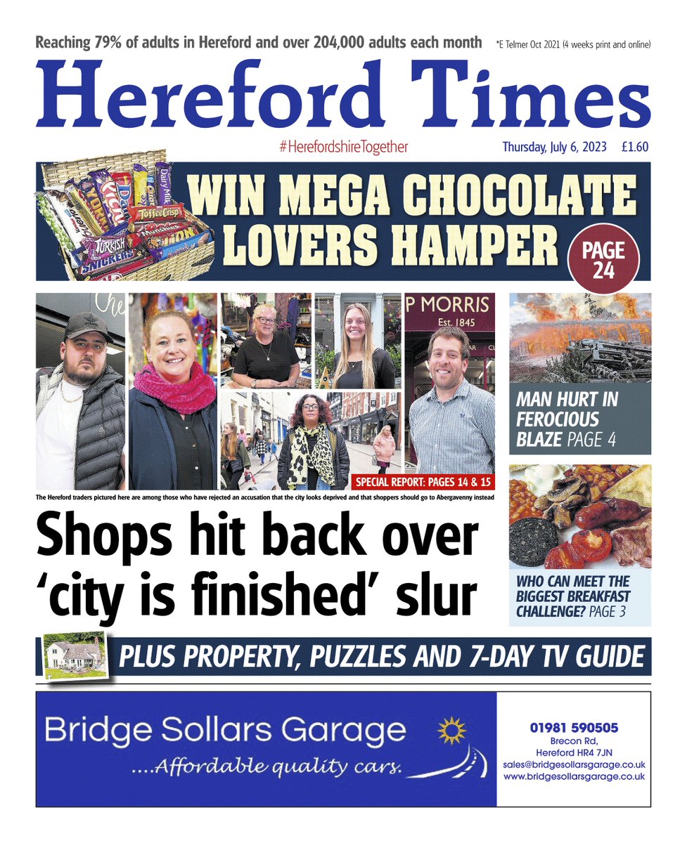 This week's Hereford Times front page. There's so much going on in your community... and we have it all covered. Seven-day TV listings and a new property section too! 📱 Get a free weekly email newsletter from me here: herefordtimes.com/newsletters/ne…