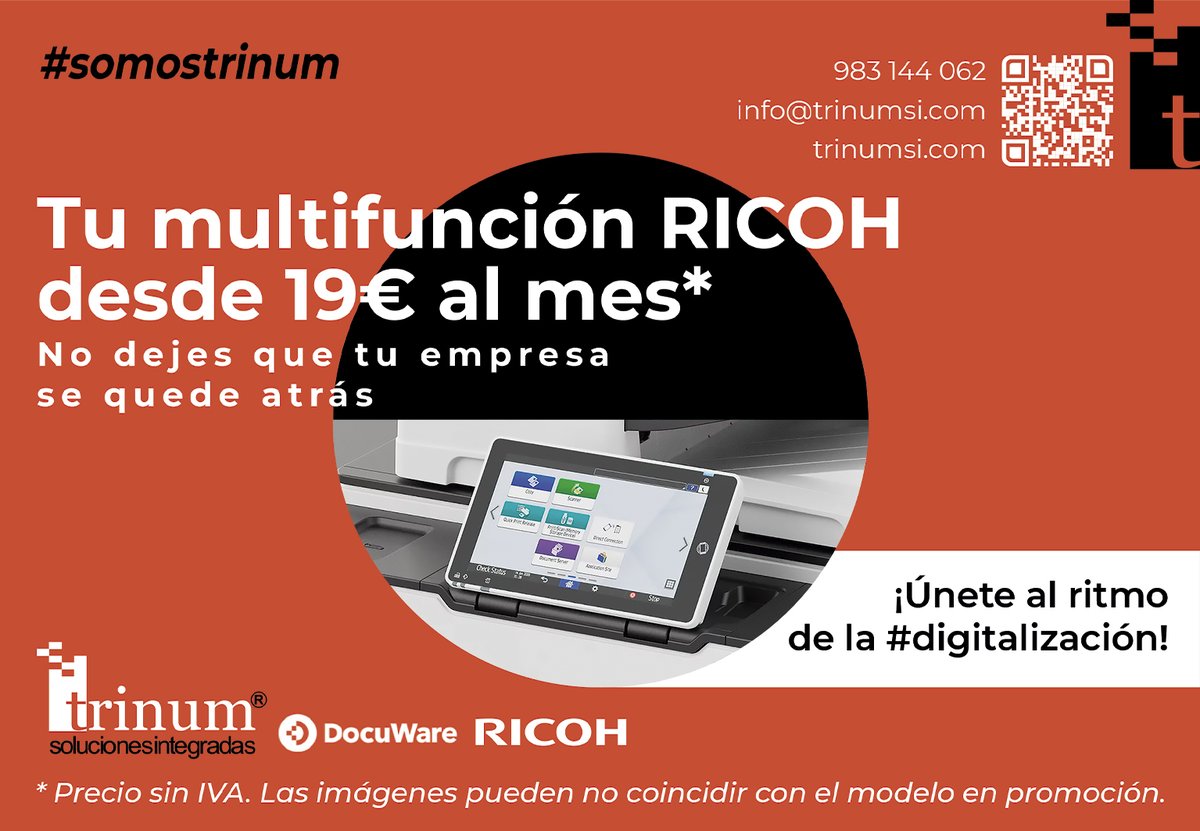 Si quieres estar en contacto con la información, gestionar los documentos en la nube y offline necesitas un equipo de impresión Ricoh! Hablamos?
#somostrinum #impresoras #ricoh
