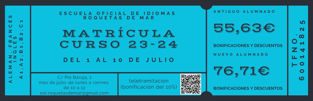 EoiMar's tweet photo. ¡Que no se te pase!
#eoiroquetasdemar
#enseñanzapublicaidiomas https://t.co/VNeAao4py7