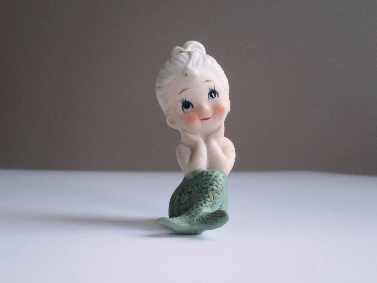 Mid-Century Pixie Mermaid Figurine, Seaside Beach Bungalow Decor, Summer Accents tuppu.net/fab5ebe4 #SMILEtt23 #Etsyteamunity #SMILEttCIJ #Vintage4Sale #BlueMermaid