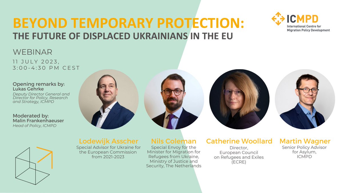 ICMPD_PolRes's tweet photo. ⏰ Next week - don't miss our #webinar on the future of protection for displaced Ukrainians in the EU.

Learn about the political and technical feasibility of various policy options on 11 July at 3 PM CEST.

Register here: https://t.co/FjyHADwTqm https://t.co/Yb5M7dgP3Q