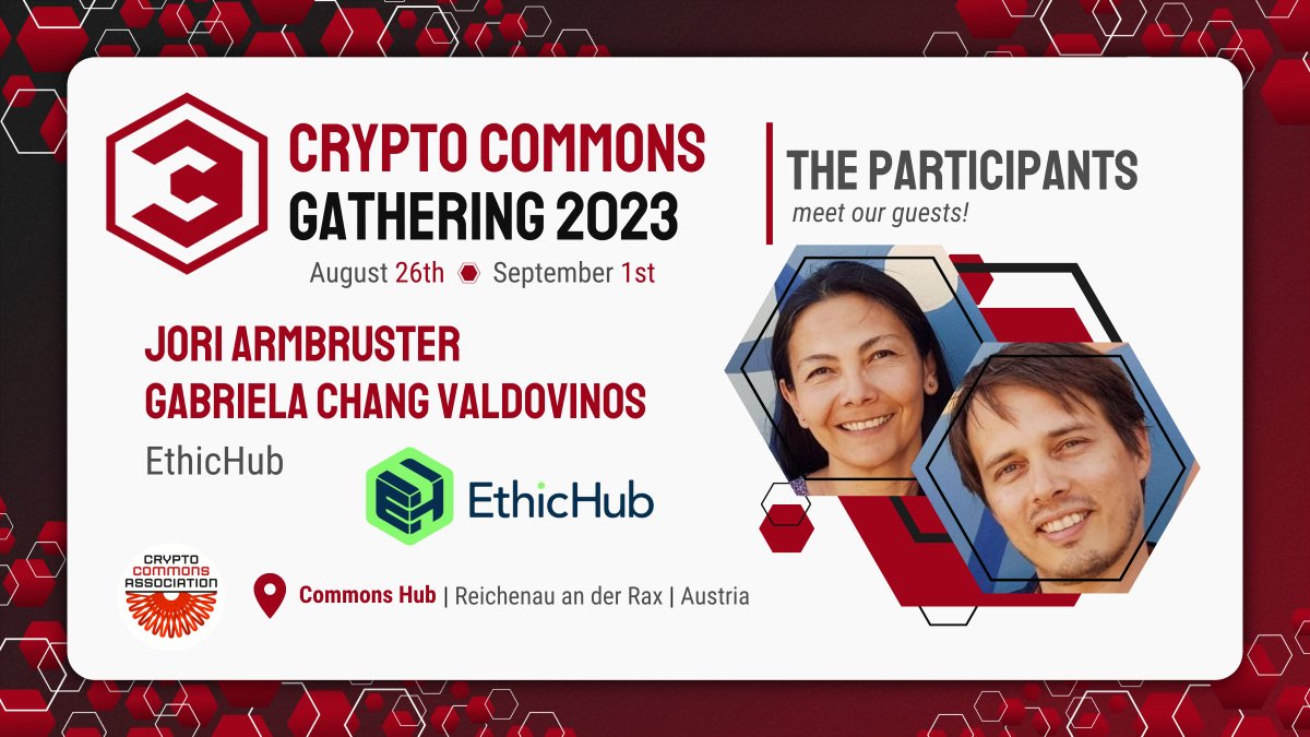 You don't want to miss the founders of <a href="/EthicHub/">EthicHub(🌱, 🌱)| Blockchain | Specialty coffee☕</a> (our sponsor❤️) <a href="/GabrielaChang17/">Gabriela Chang</a> and <a href="/jori_armbruster/">Jori Armbruster (🌱,🌱)</a>!

Join CCG23 and get to know the regen credit platform that survived all crypto winters so far and doesn't stop growing ✊🏻 Info: crypto-commons.org/crypto-commons…