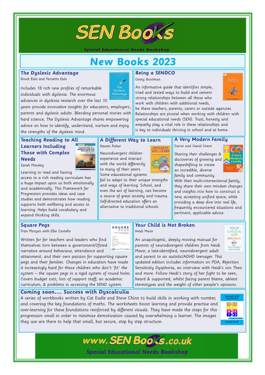 Are you visiting <a href="/nasen_org/">nasen</a>  #Live2023 tomorrow at @Vox_Venue in Birmingham for your annual  #SEND CPD here's some of the new books you can see on Stand 4, plus book signings from <a href="/JeanGrossCBE/">Jean Gross</a>  and <a href="/BrissettBailey/">Marcia Brissett-Bailey</a>
