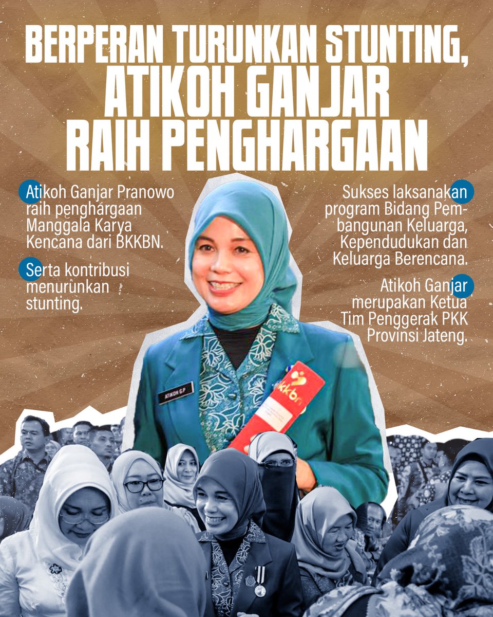Calon Ibu Negara Gue, dapat PENGHARGAAN dari BKKBN

Bu Atikoh sukses membawa Jateng menurunkan stunting, jg sukses dalam program pembangunan keluarga, kependudukan &amp; keluarga berencana

Ini calon ibu negara gue, mana calon ibu negaramu?

#GanjarUntukSemua #LanjutkanBersamaGanjar