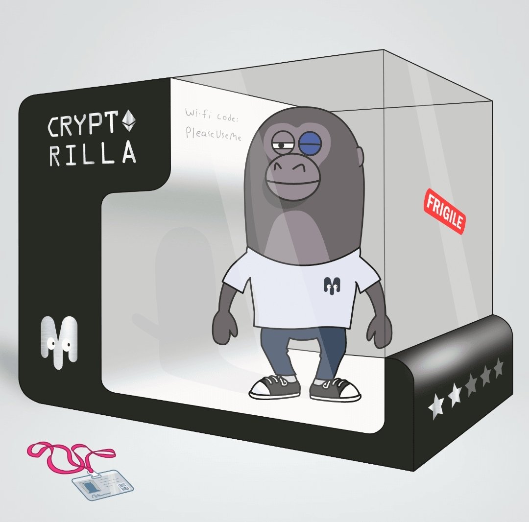 Fimmbo2's tweet photo. Got myself a cryptorilla today after the twitterspace with @icboxy and @boxxxedanimals yesterday.

Love this guys with the black eye and two stars. 
Cant wait for the next steps on the @boxxxedanimals roadmap.

#ICP #nft #breeding https://t.co/EbBatTIv9m