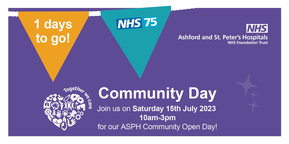 Tomorrow is our Community Open Day at St Peter's Hospital and there's still time to register your interest and join us! Register your interest here ➡ eventbrite.co.uk/e/656698050547 #ASPHOpenDay2023 #surrey #community #woking #chertsey #weybridge #addlestone #byfleet