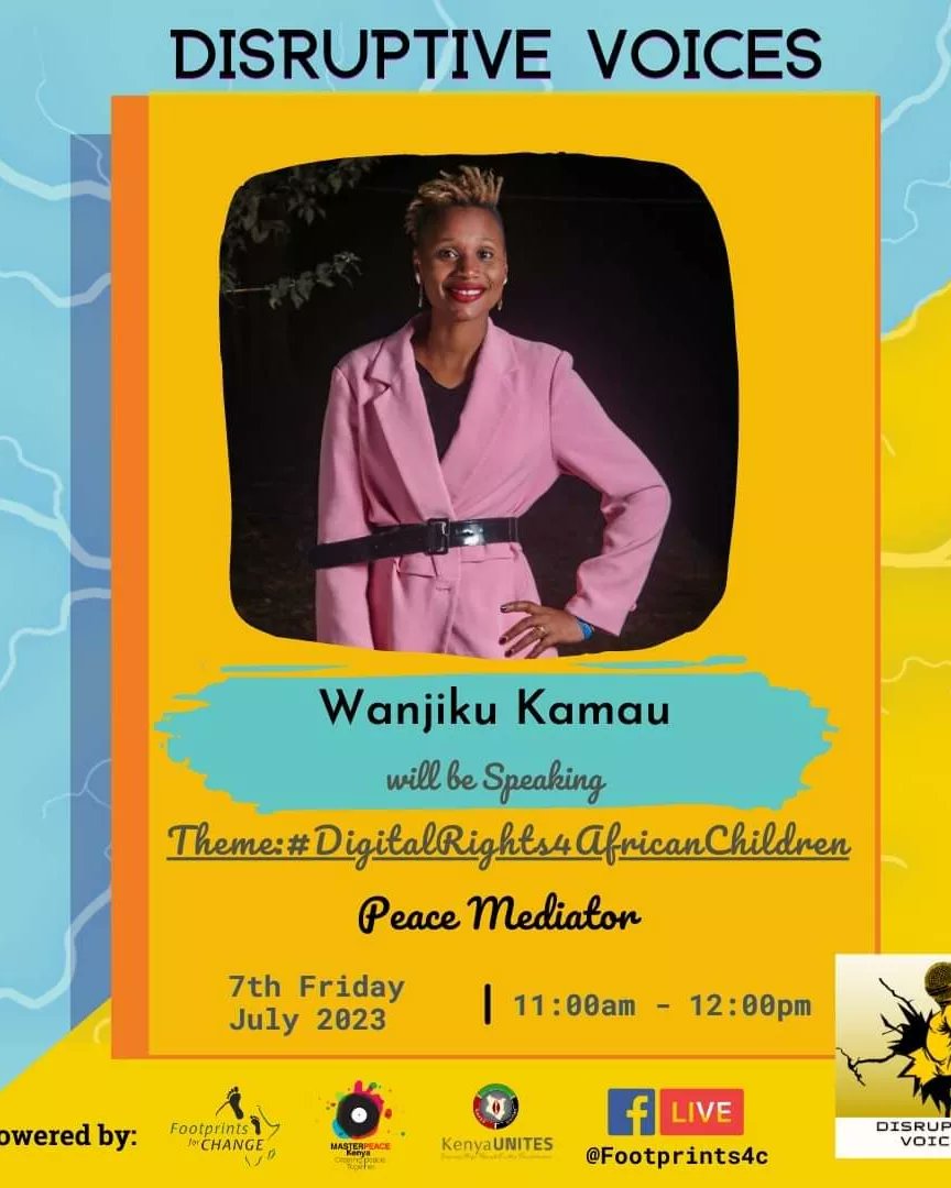 Kenya_Unites's tweet photo. Join us this Friday on the Disruptive Voices show as our amazing panelist discuss how to safeguard the rights of the children in the Digital world.
#digitalrights4africanchildren
#DisruptiveVoices
#ChangingGenerations
#ThreadsApp https://t.co/MRr5olpIYU