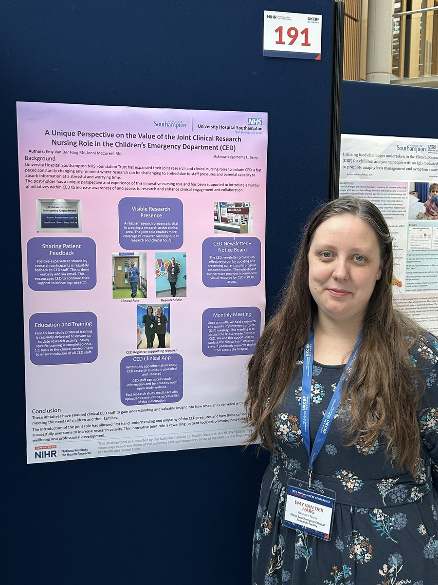 Emy_VanDer_Harg's tweet photo. Very proud to have my poster abstract accepted on my joint role clinical research nurse in children’s ED for the @NIHR_UKCRFN #crfconf23. Never thought I would ever do something like this. @southamptonCRF https://t.co/LGQT1JTFUg