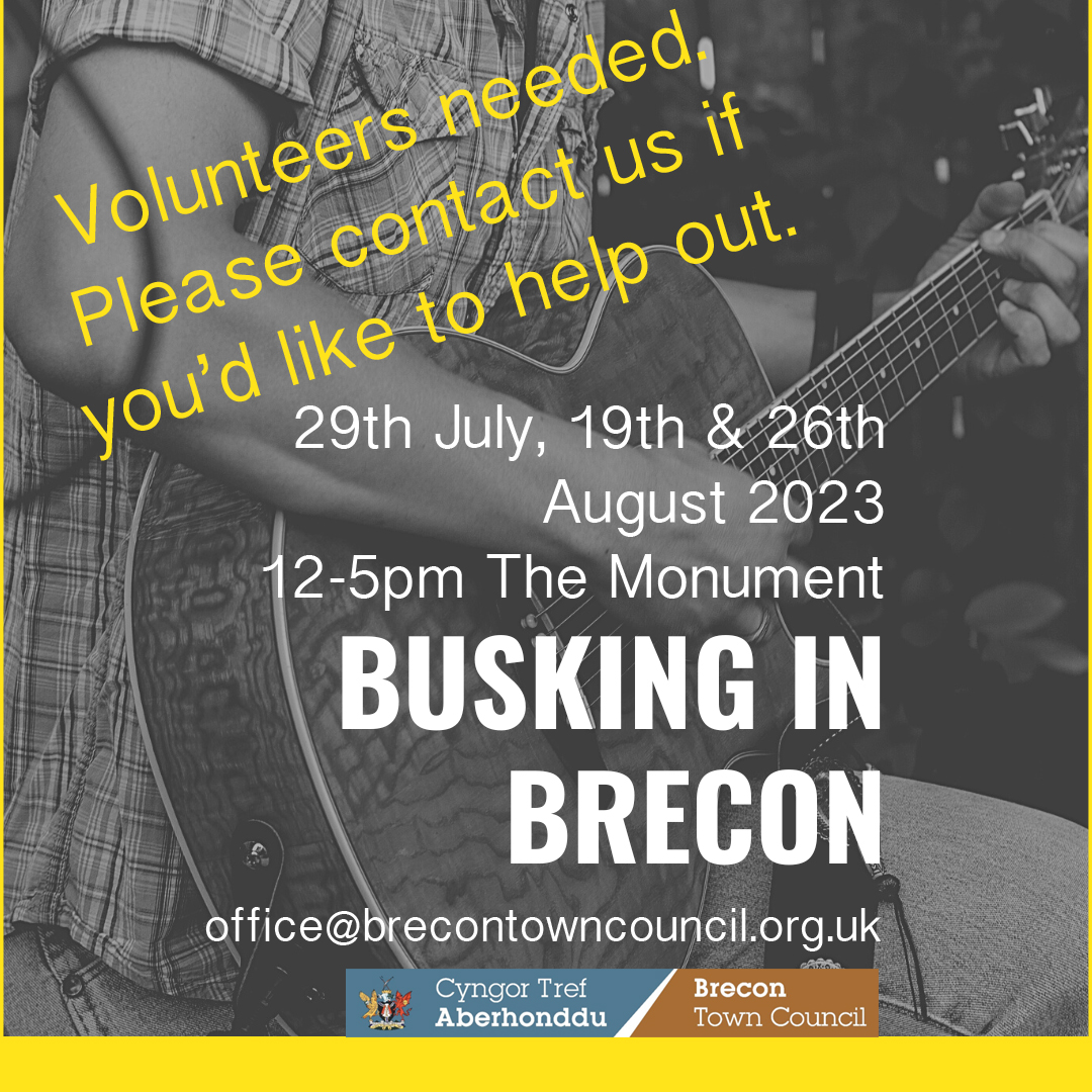 Brecon busking is coming back on three dates in July and August.  Please get in touch if you'd like a pitch, or can help out with stewarding.
