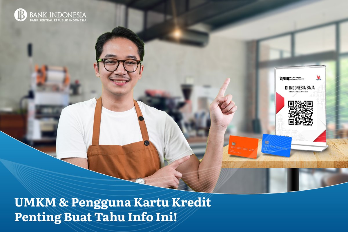 bank_indonesia's tweet photo. Ada info penting buat pelaku UMKM &amp; pengguna kartu kredit, nih! Dalam #RDGBI Juni 2023, ditetapkan langkah-langkah utk memperluas ekosistem Ekonomi Keuangan Digital, seperti lewat perpanjangan kebijakan Kartu Kredit &amp; penyesuaian MDR QRIS.

Selengkapnya simak thread berikut.😉 https://t.co/dK9EVgCWcY