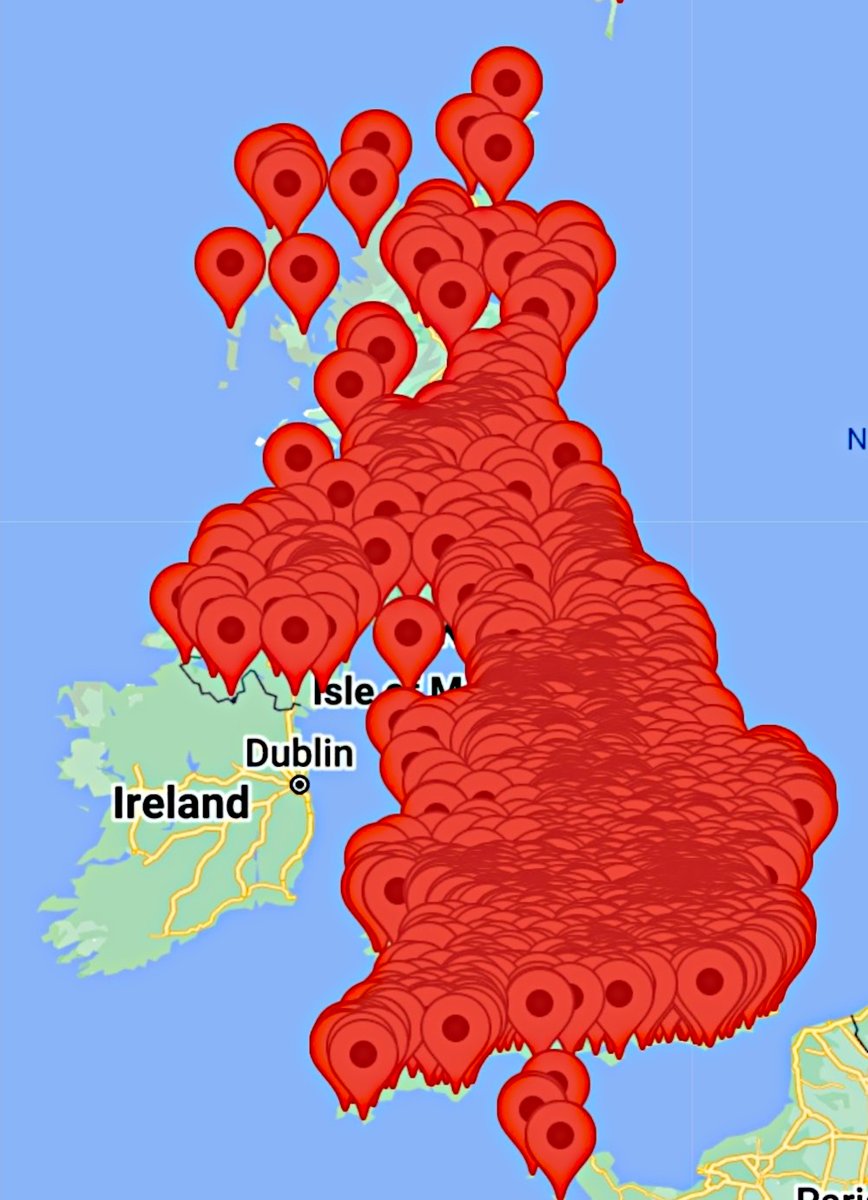 jdpoc's tweet photo. A map of the UK showing where the Tory / #Brexit 'Levelling Up' has been successful.

Oh, wait, sorry, it's a map of current Foodbanks in the UK. https://t.co/WrRKbEwx8J