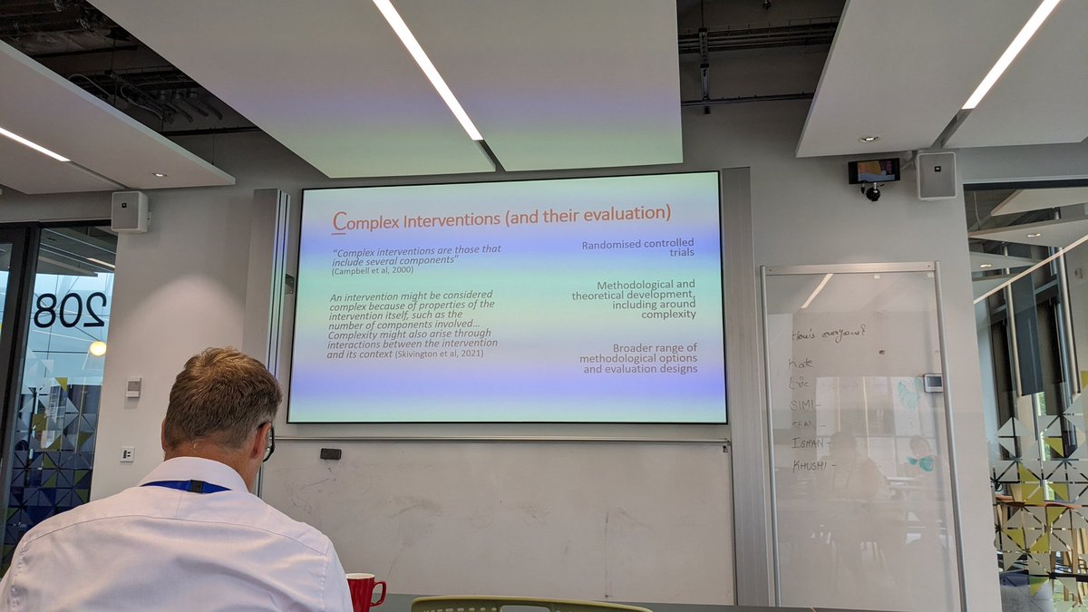 Some really nice reflections and useful guidance on how we think and write about context and complex interventions from @SaraShawX2 at #hsruk23 

(NB the words are hers; the trippy colouring is All Mine)