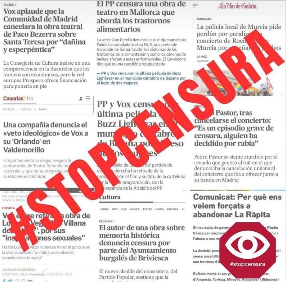 #StopCensura sin cultura no hay Democracia. Blanquear el fascismo,  blanquear a la ultraderecha trae estás consecuencias.