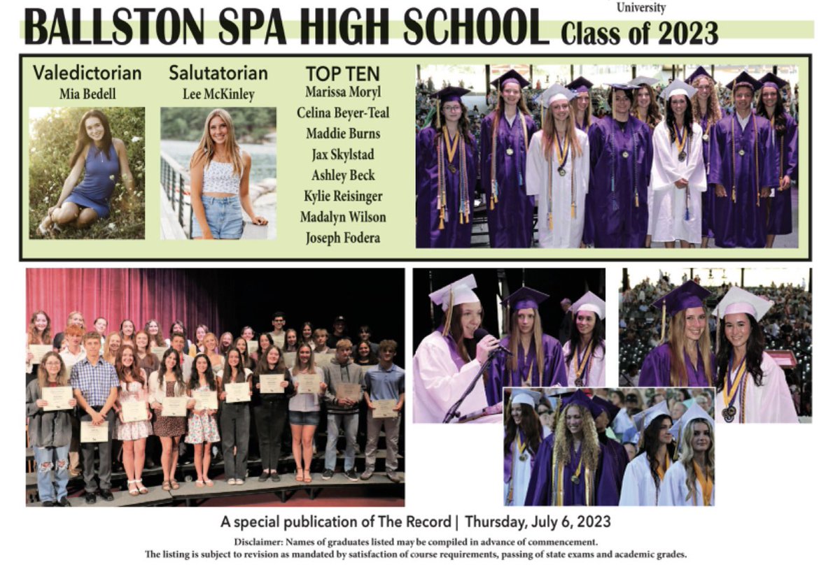 One more congratulations to the Class of 2023….. check out today’s graduation section in The Saratogian… 
#BSCSD #BSHSClassof2023