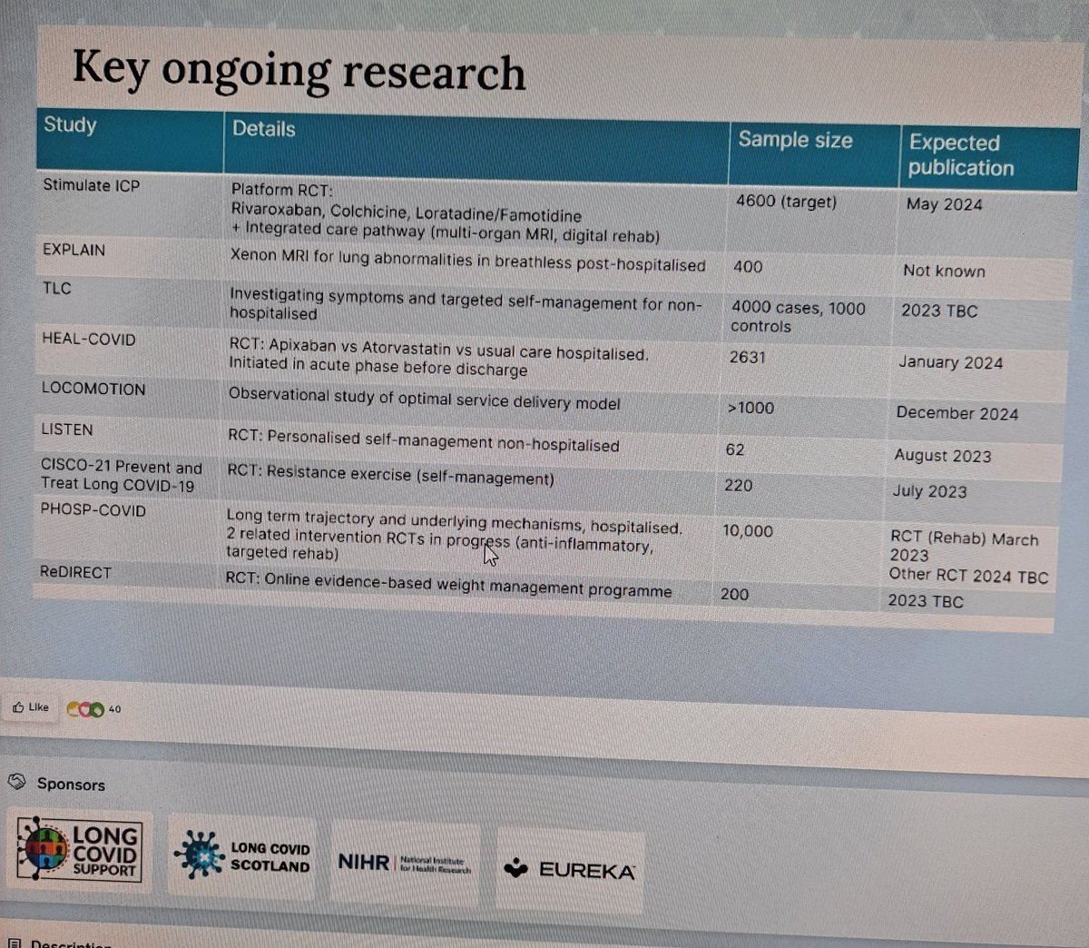 AlexSprackland's tweet photo. So this is the planned research on #longcovid in the UK. Only one on mechanisms. The rest wasted on self management and even resistance exercise! It is absolutely pathetic and unacceptable that in year 4 of the pandemic, we are here. https://t.co/GiZWw1VpJn