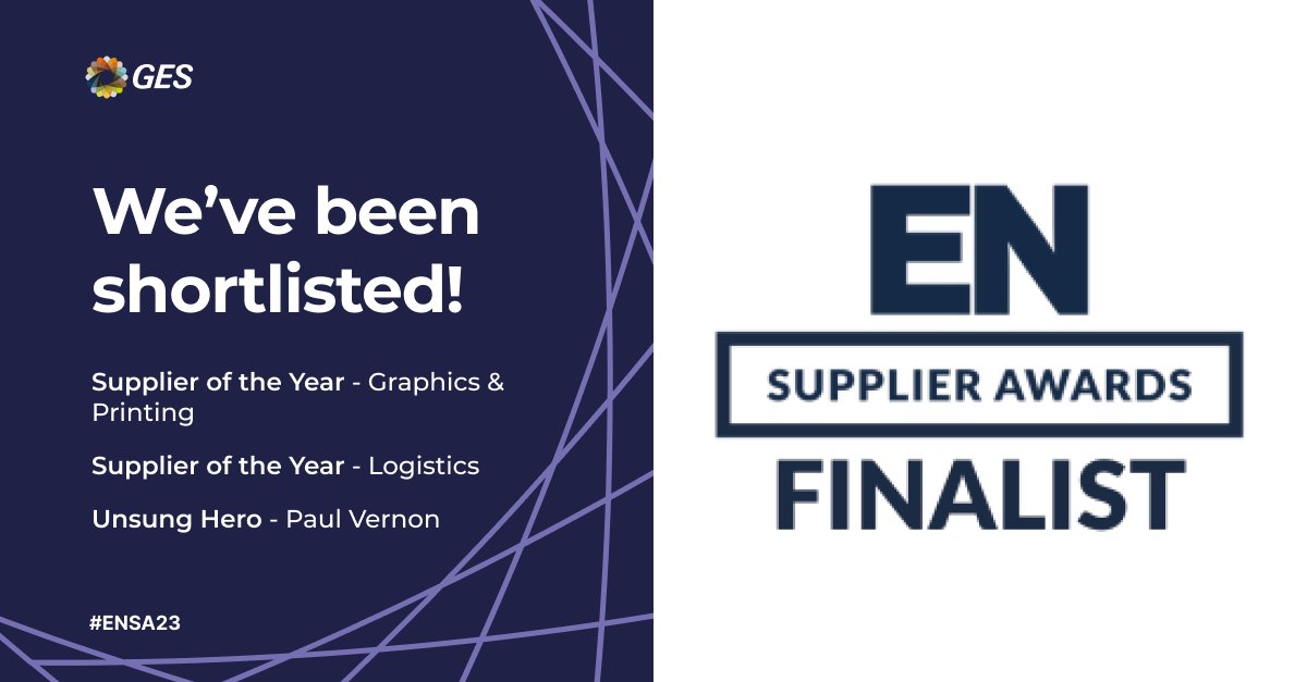 GES EMEA (@ges_emea) on Twitter photo Did someone say, shortlist?😏
We're thrilled to be shortlisted for the <a href="/ExhibitionNews/">Exhibition News</a> Supplier Awards, for 𝗧𝗛𝗥𝗘𝗘 awards!
Well done to Paul for being shortlisted for Unsung Hero & our Logistics & Graphics team⭐️
Well done to the other finalists, we'll see you there👋 Did someone say, shortlist?😏
We're thrilled to be shortlisted for the <a href="/ExhibitionNews/">Exhibition News</a> Supplier Awards, for 𝗧𝗛𝗥𝗘𝗘 awards!
Well done to Paul for being shortlisted for Unsung Hero & our Logistics & Graphics team⭐️
Well done to the other finalists, we'll see you there👋
