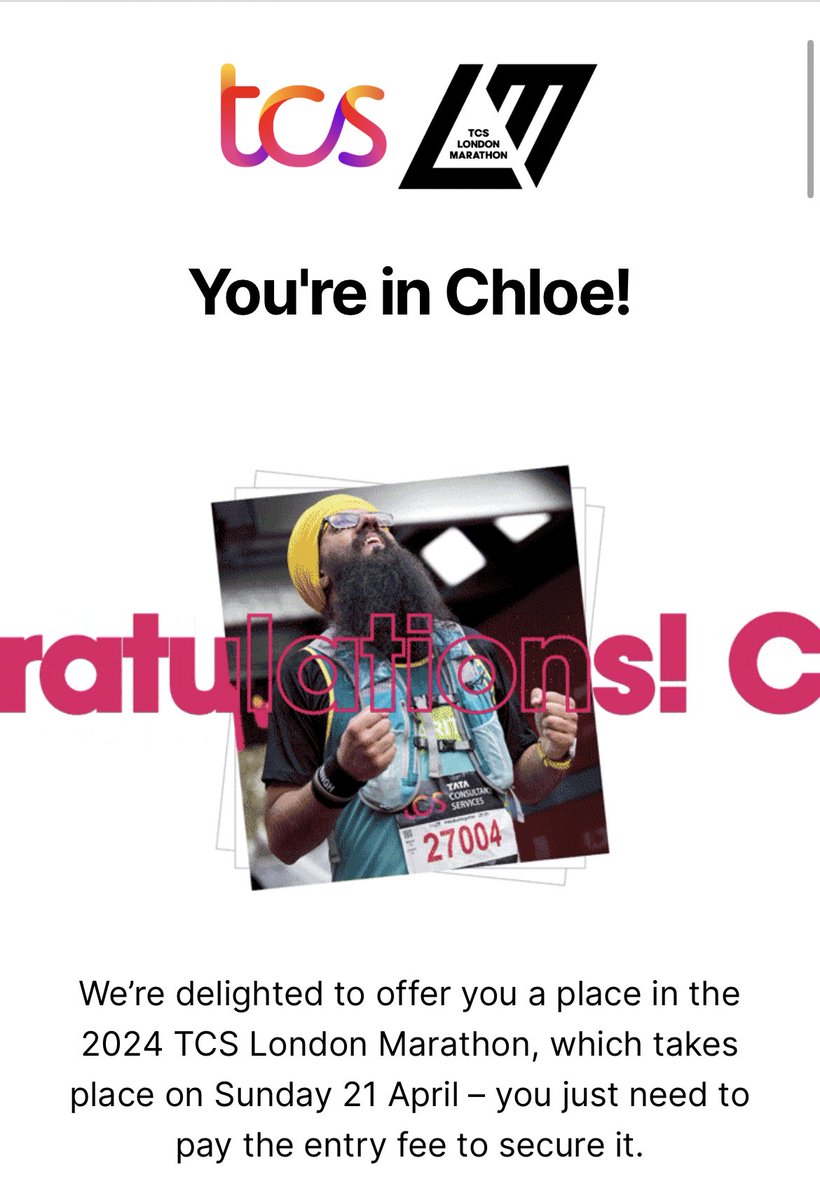 PUNC20Chloe's tweet image. I actually cannot believe I got a place… I'm running the 2024 TCS London Marathon 🎉 ! #LondonMarathon #WeRunTogether