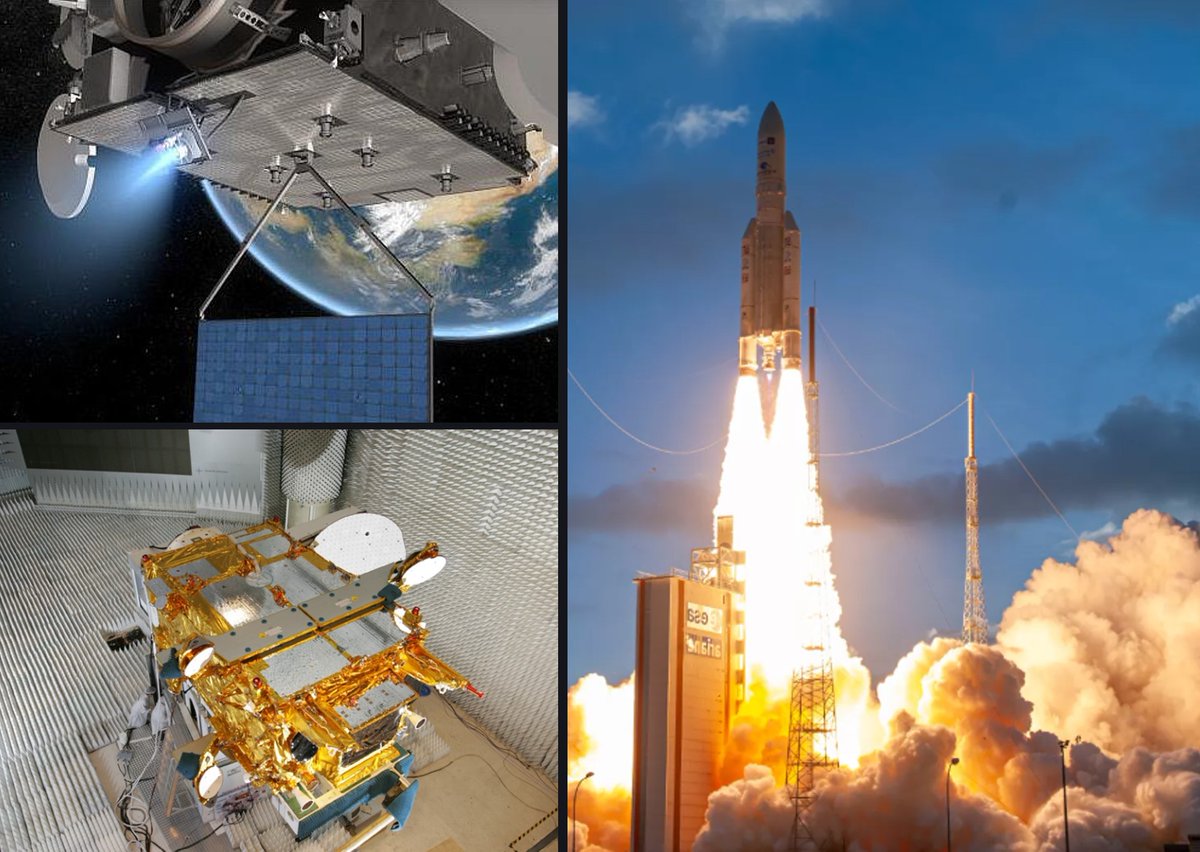SSCspace's tweet photo. Congrats to today’s successful launch from Kourou 🚀 Onboard the #Ariane5 rocket are two SSC partners' spacecraft: @OHB_SE's #H2SAT and @CNES' #SYRACUSE4B. We will provide TT&amp;C, LEOP and Emergency S-Band support 📡

📸 @esa, @DLR_en, @OHB_SE, @CNES, @Thales_Alenia_S, @Arianespace https://t.co/EWFFyfUXUQ